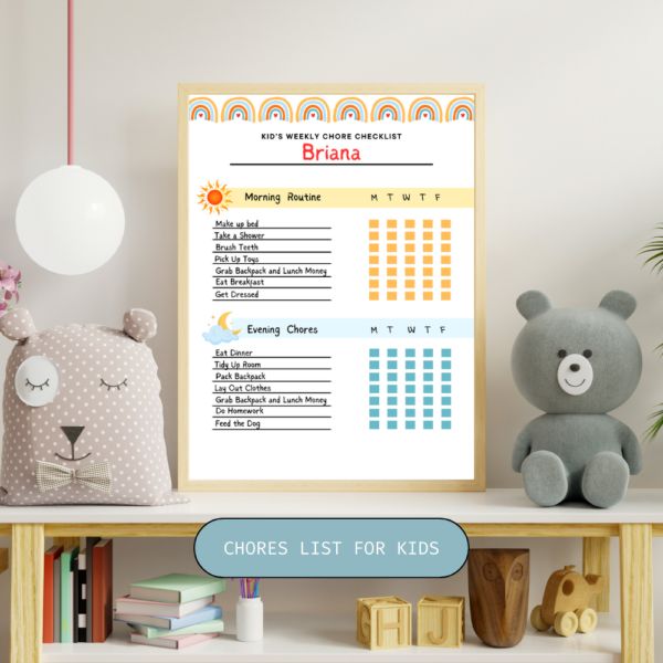 Rainbow Printable Children's Personalized Chore List - Image 6