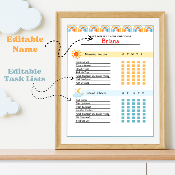 Rainbow Printable Children's Personalized Chore List - Image 5