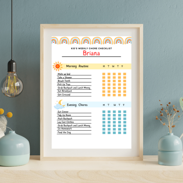 Rainbow Printable Children's Personalized Chore List - Image 4