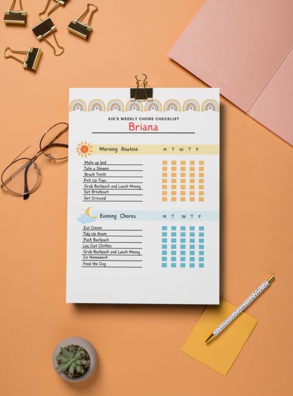 Rainbow Printable Children's Personalized Chore List - Image 8