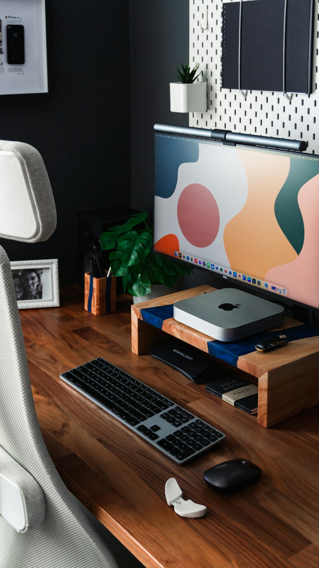 a desk with a computer and a keyboard