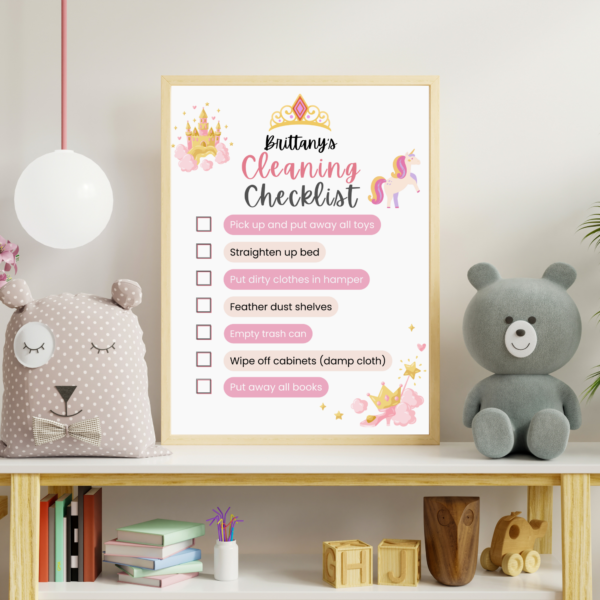 Princess Personalized Cleaning Checklist